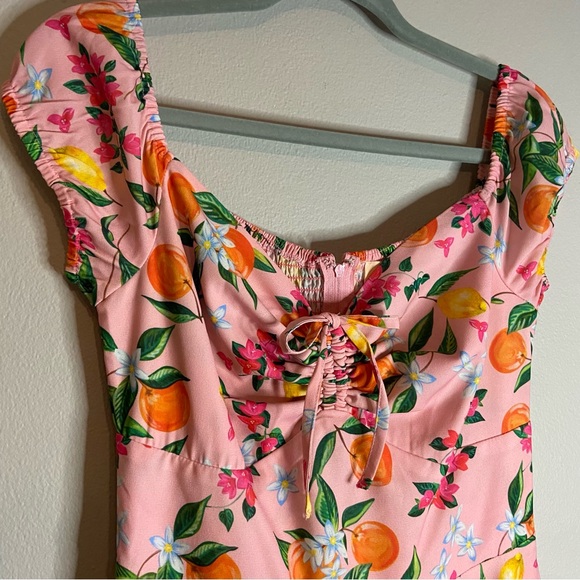 Floral Midi Dress in Pink and Orange - Picture 4 of 14